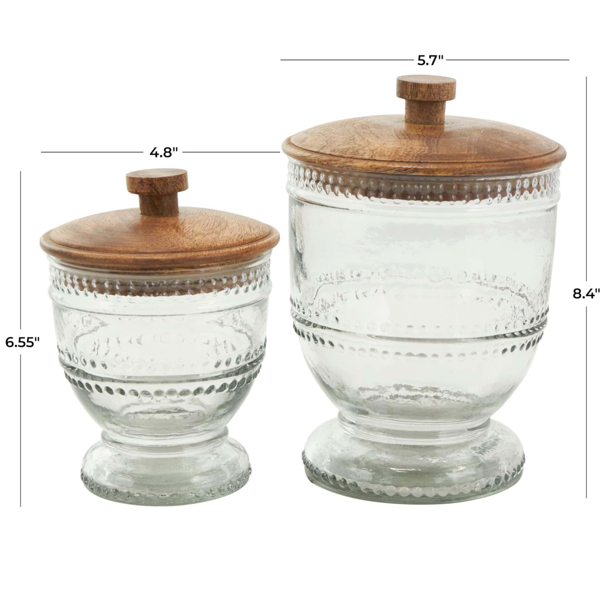 Clear Glass Beaded Decorative Jars Set